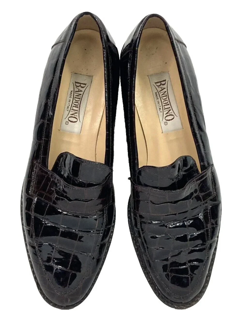 Bandolino Loafers Womens 7.5(M) Brown-Etched Leather-Dress Shoe-#105 Italy Made